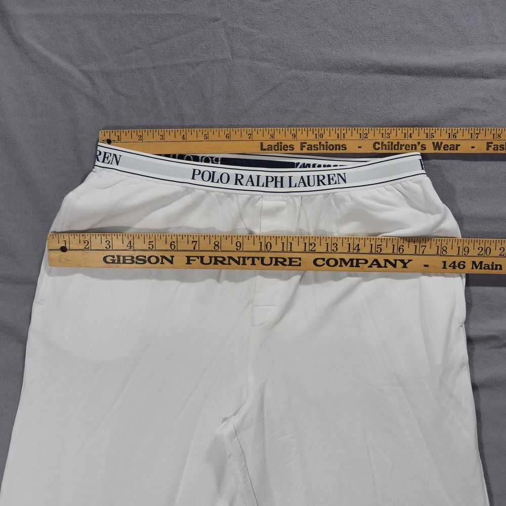 Polo Ralph Lauren Lounge Pants Mens Medium White Terry Cloth Pajama Elastic - Picture 4 of 7